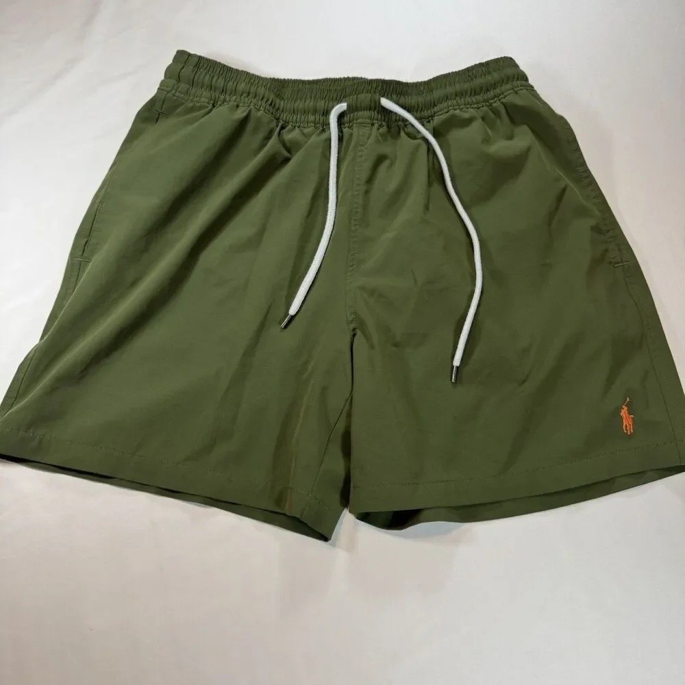 Polo Ralph Lauren Men’s Swim Trunks Olive Green Mesh Lined Drawstring